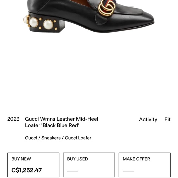 Gucci mid heel leather loafer with pearl backing - Picture 2 of 6